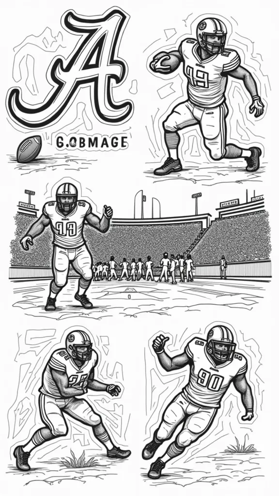 coloriages de football en Alabama